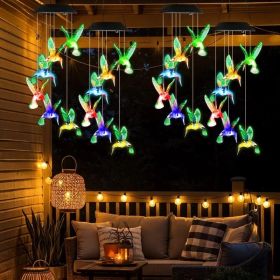 LED Solar Hummingbird Wind Chime Solar String Lights 6 LEDs Color-Changing IP65 Waterproof Decorative Lamp Lighting for Home Garden Fence Party (Option: AS  pic)