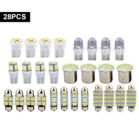 28pcs Car Interior White Combo LED Map Dome Door Trunk License Plate Light Bulbs (Option: 28pcs)